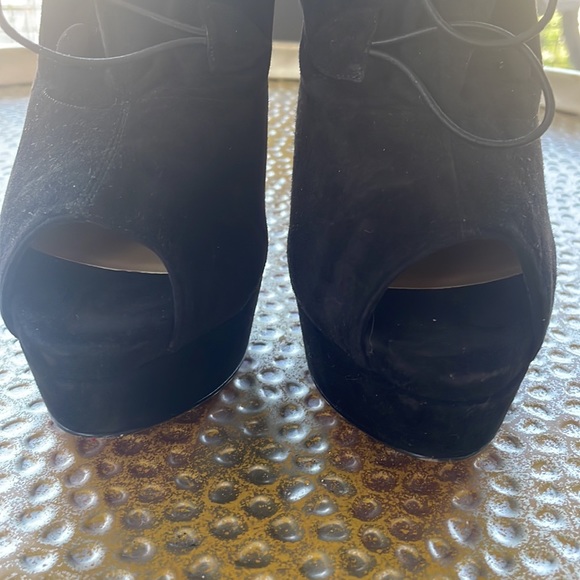 Christian Louboutin Open toe Suede Short Boots 38 Black Authentic - Picture 12 of 14